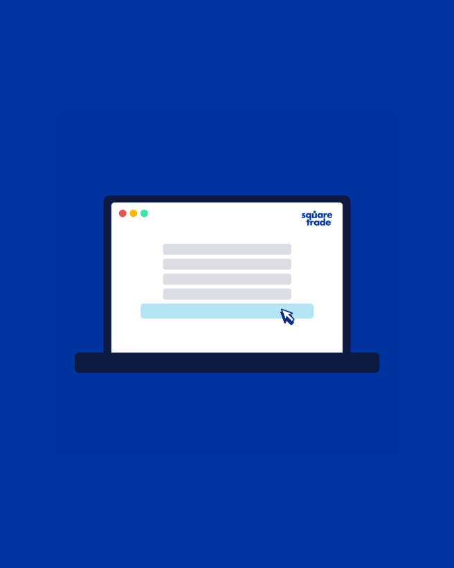 B&aelig;rbar computer, der viser SquareTrade supportcentrets webside