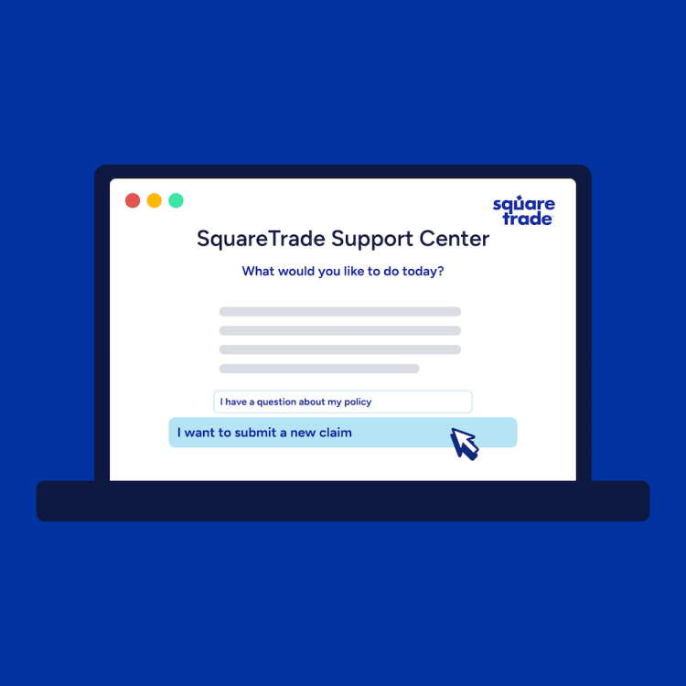 B&auml;rbar dator som visar webbplatsen f&ouml;r SquareTrades supportcenter
